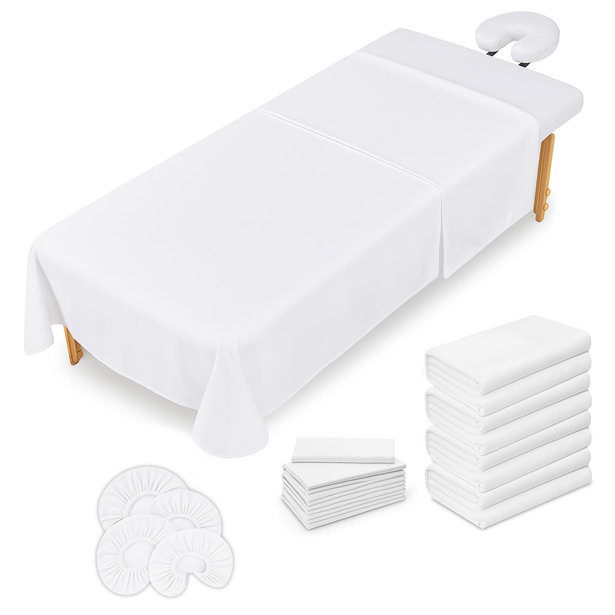 Photo 1 of XOLLOZ Massage Table Sheets Set, 3 Piece 4 Set Microfiber 36x77 in, White