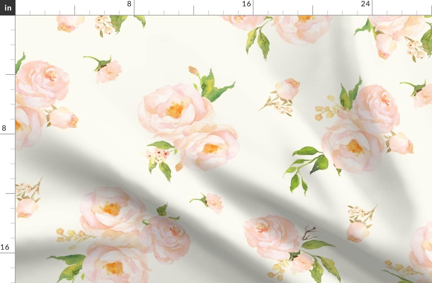 Spoonflower Fabric - Sweet Floral Peaches Cream Watercolor Peach Pink Printed on Polartec(R) Fleece Fabric by The Yard - Sewing Blankets Loungewear and No-Sew Projects