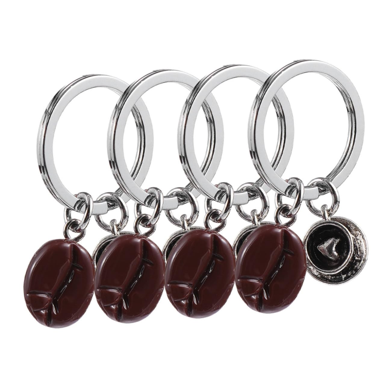 VICASKY 4Pcs Cute Coffee Bean Keychains Bag Pendants for Adults Lightweight Backpack Charms Unique Coffee Themed Keyrings for Boys