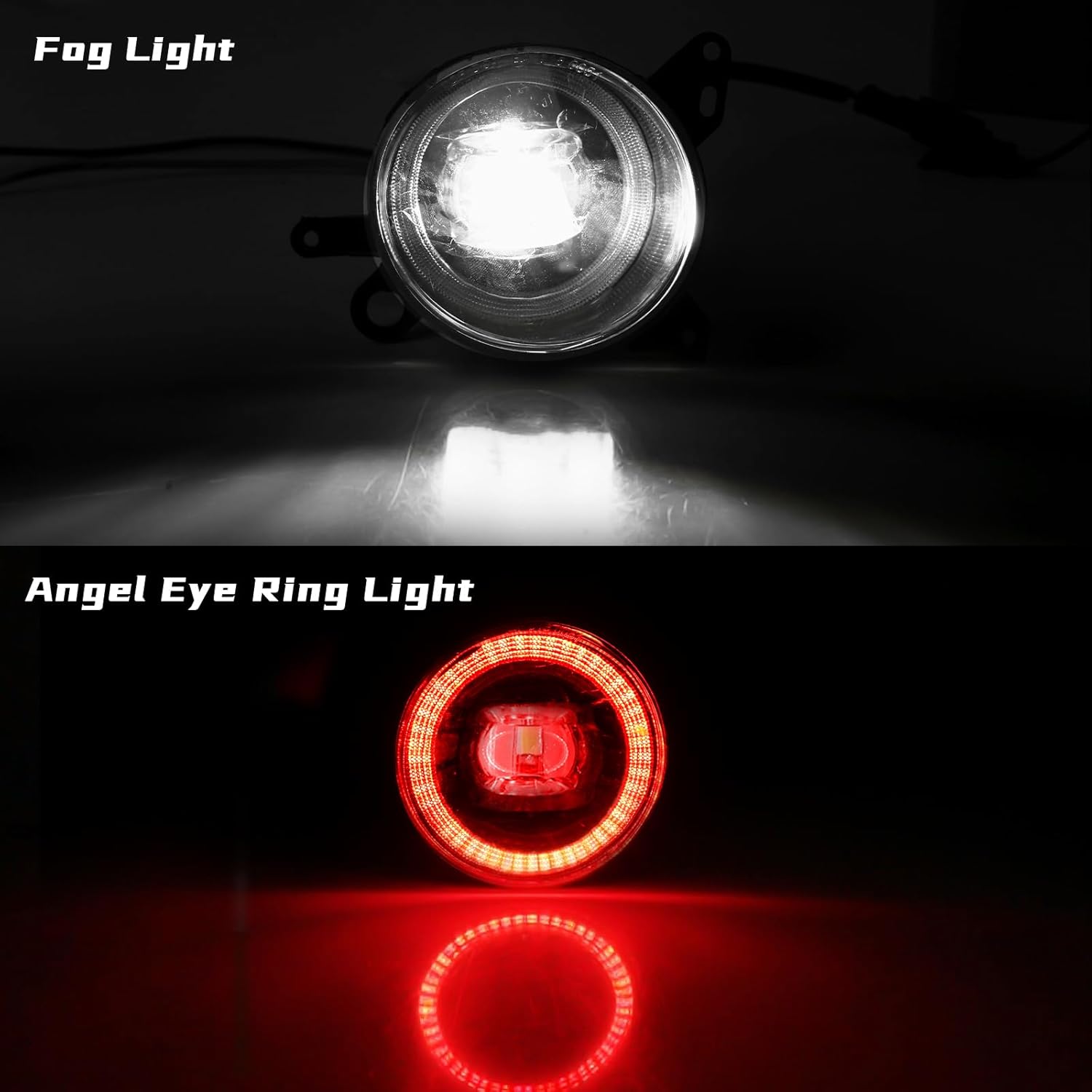 Angel Eye Fog Light For Mitsubishi Lancer 2008-2014 Front Bumper White LED Lamps with Red Ring 1 Pair