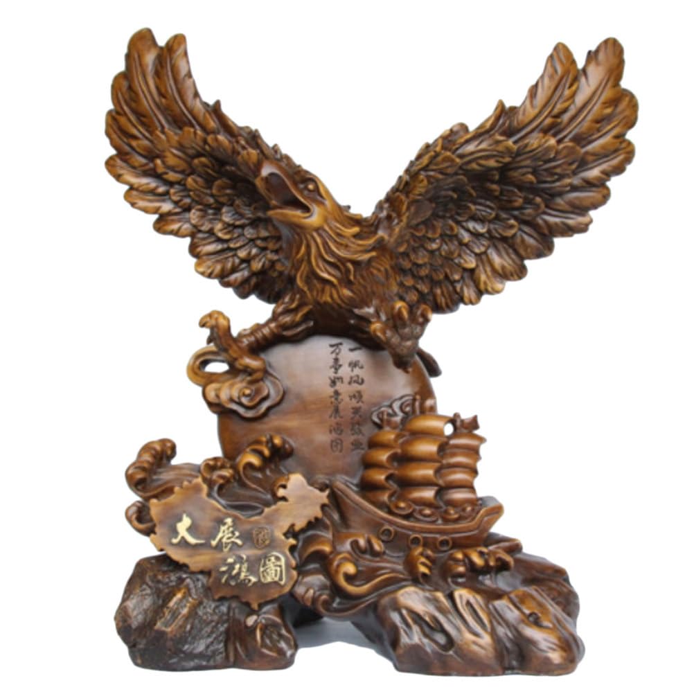Zooeewly Eagle on Sailboat Resin Figurine Statue, Modern Eagle Ornaments for Home Office Decor, Simulated Animal Statue Gift for Desk Shelf