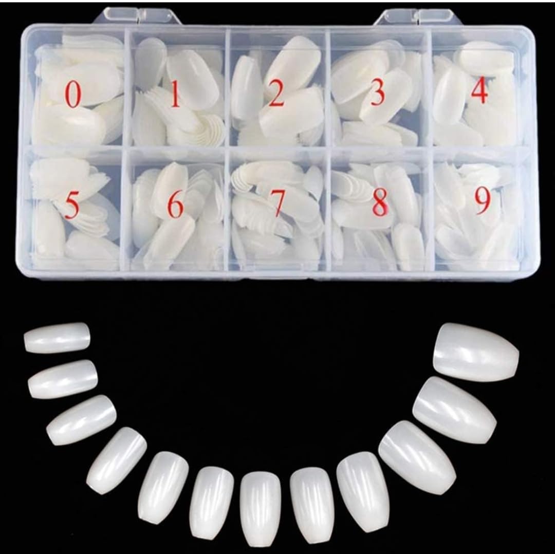 LOBE MIRACLE Natural: 500Pcs Natural False Nails Tips Lady Acrylic Artificial Tip Manicure with Box of 10 Sizes for Nail Art Salons and Home DIY (Off-White, Set of 500)-picture-5