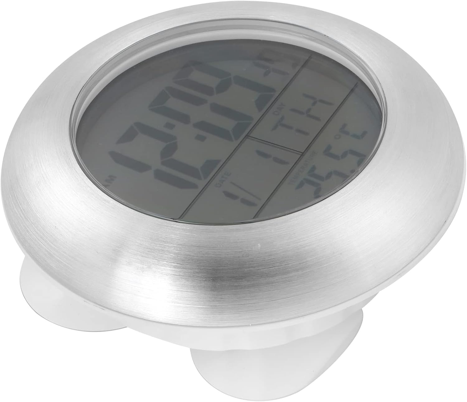 Shower Clock, Digital Bathroom Wall Clock with Temperature and Calendar Display, Portable Suction Cup Shower Clock for Shower Mirror Tile