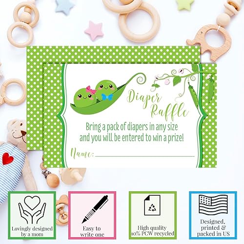 Miniatura 4 de Two Peas In A Pod Twin Boy and Girl - Boletos para rifas de pañales para baby showers, 20 tarjetas de inserción de doble cara de 2 x 3 pulgadas para