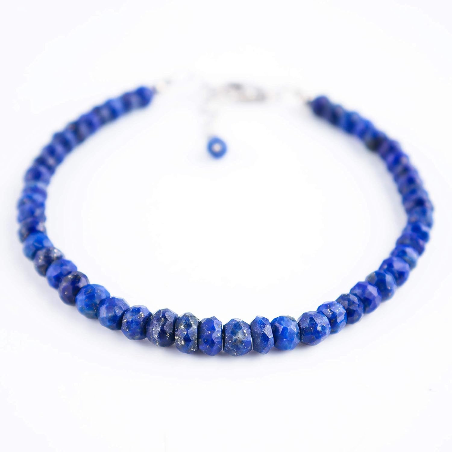 Lapis Lazuli Bracelets for Women, Valentine's Day Gifts For Her, Natural Gemstone Dainty Crystal Beads, Chakra Healing September Birthstone, Dainty Lightweight Jewelry, 925 Sterling Silver Chain 8 inch