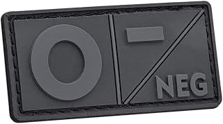 Mini First Aid PVC Blood Type O Negative Patch [Blackout Subdued] - Compatible With Velcro for Backpacks, Plate Carriers, Hats, Ifak - O Neg Kit
