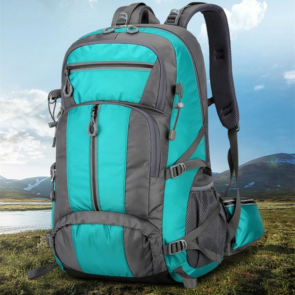 Mochila de senderismo de 50 L para aventuras al aire libre, camping, ciclismo y senderismo, con tiras de seguridad reflectantes y nailon (naranja)