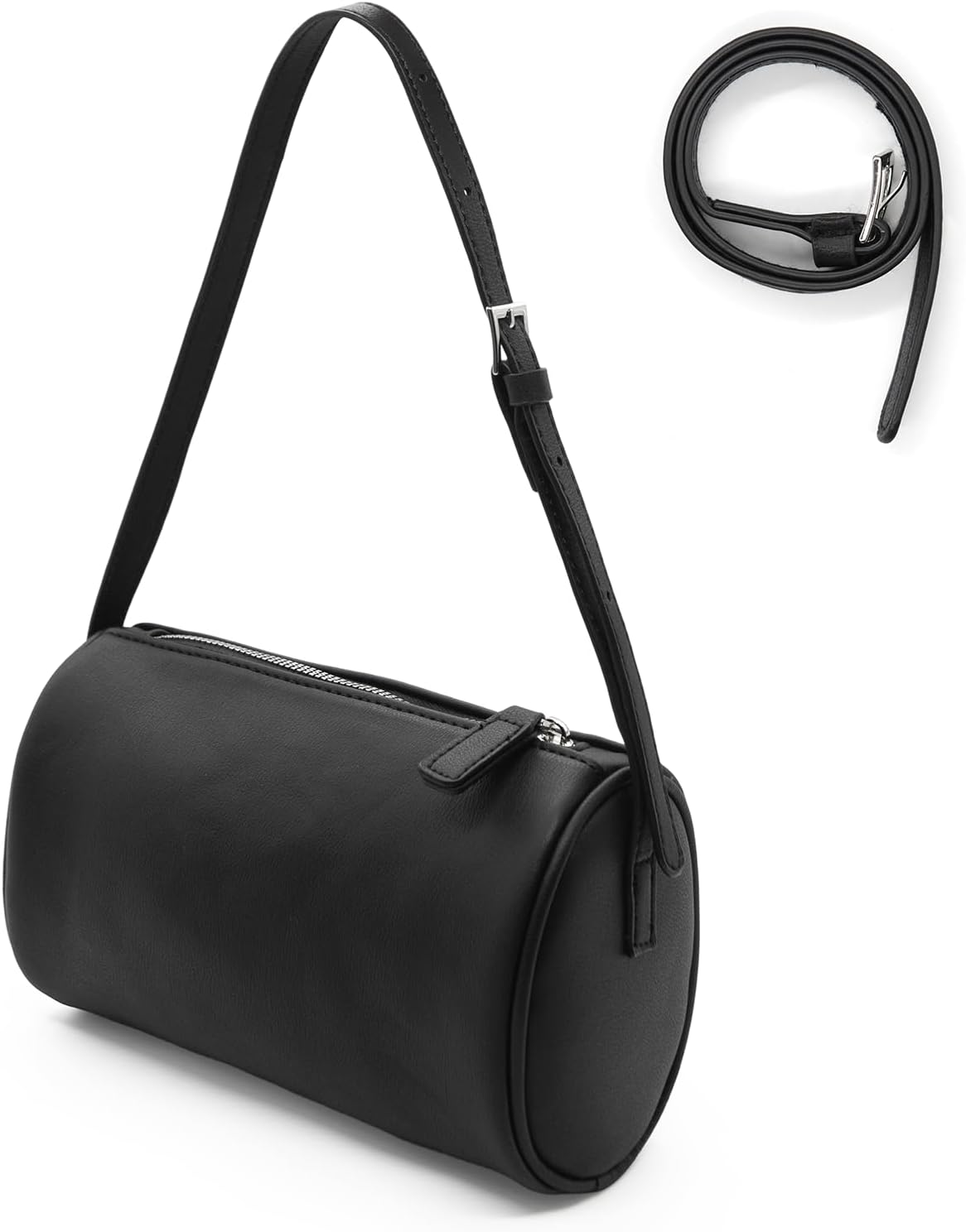 Long Keeper Faux Leather Barrel Bag Small Crossbody Purses for Women Trendy Shoulder Bag Y2K Underarm Handbag Hobo Clutch