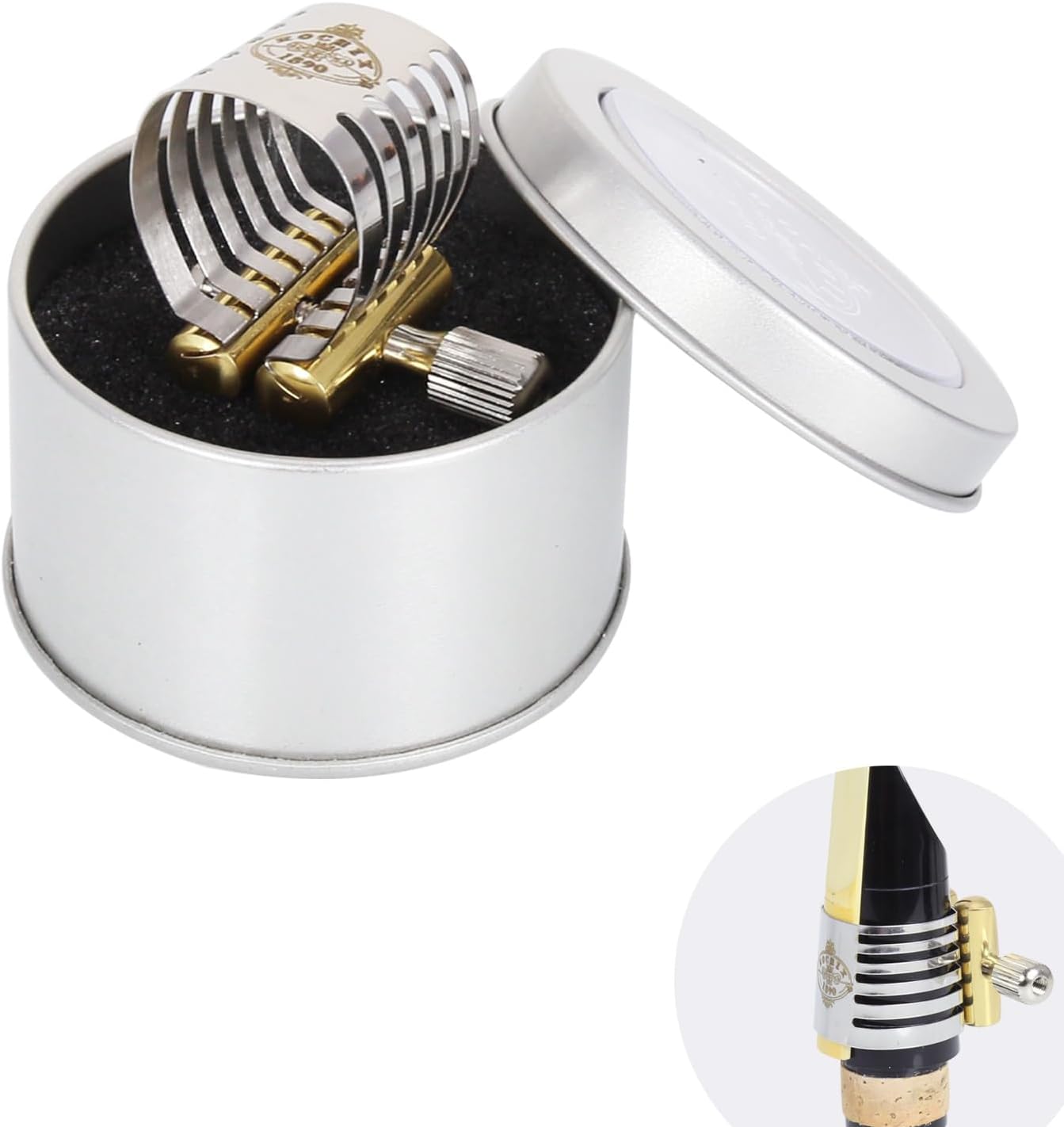 Stainless Steel Ligature Silver Plated for Bb Clarinet/Alto Saxophone Sax