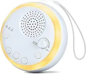 Aparelho de Ruído Branco para Bebê, 16 Sons Calmantes com Luz Noturna, Temporizador 15/30/45Min, Bateria RecarregáVel 900Mah, PortáTil para Dormir
