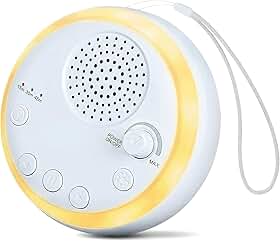 Aparelho de Ruído Branco para Bebê, 16 Sons Calmantes com Luz Noturna, Temporizador 15/30/45Min, Bateria RecarregáVel 900Mah, PortáTil para Dormir