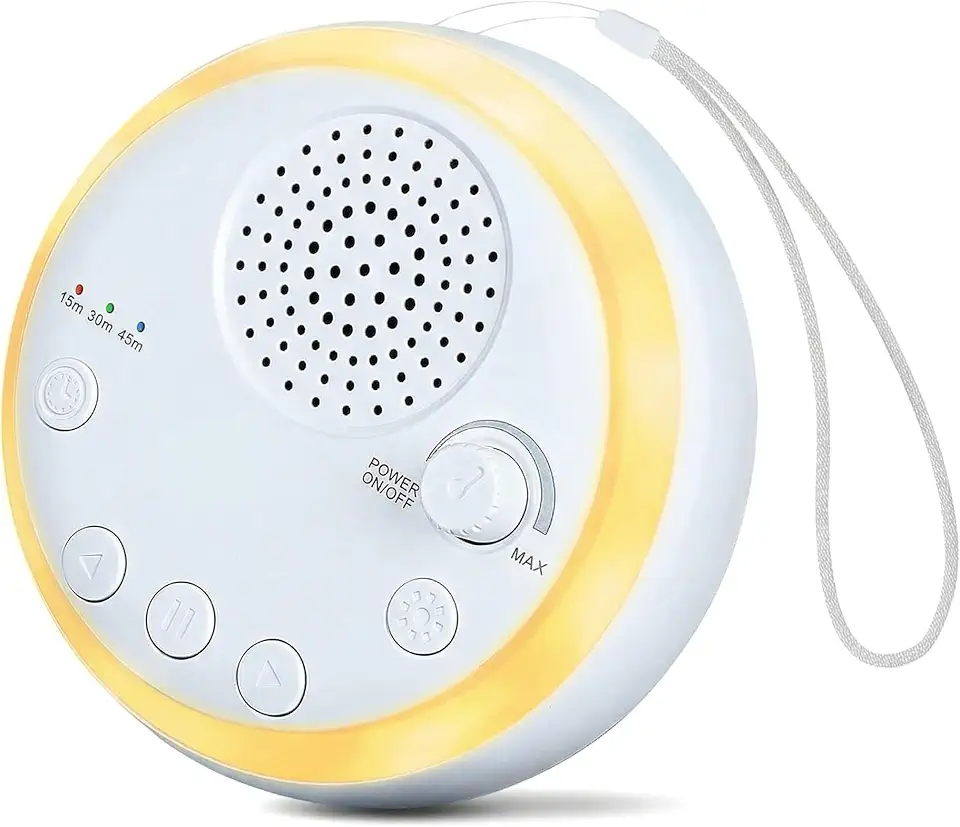 Aparelho de Ruído Branco para Bebê, 16 Sons Calmantes com Luz Noturna, Temporizador 15/30/45Min, Bateria RecarregáVel 900Mah, PortáTil para Dormir