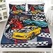 AILONEN Racing Car Fitted Sheet Full Size, Cool Speed Race Car BedSheets Set for Kids Boys,Automobile Extreme Sport Bedding Sets,3 Pieces,1 Fitted Sheet and 2 Pillowcases