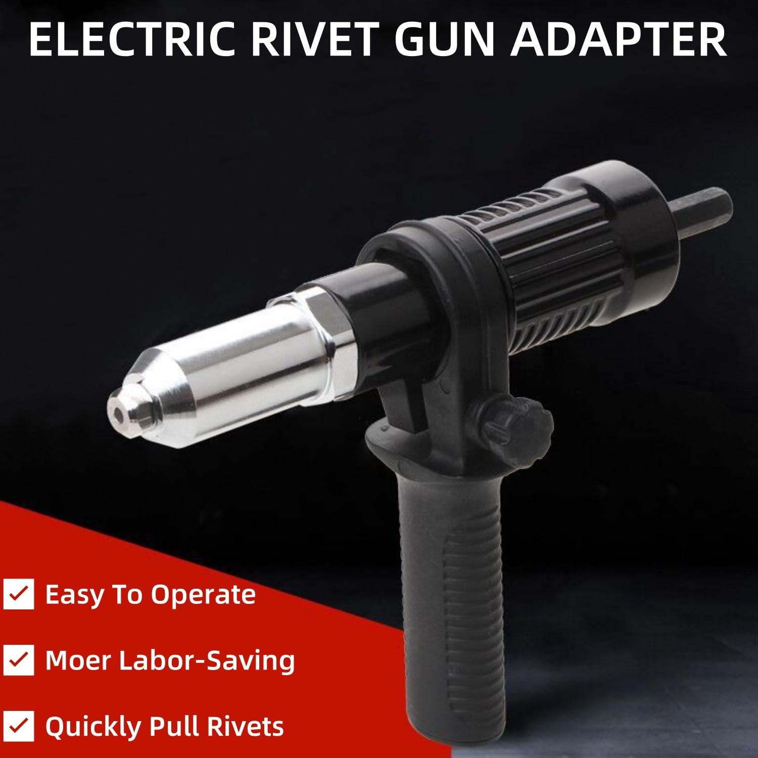 Adaptador de pistola de remache con mango de plástico extraíble, cabeza de pistola de remache eléctrica, accesorios de taladro de remache inalámbrico