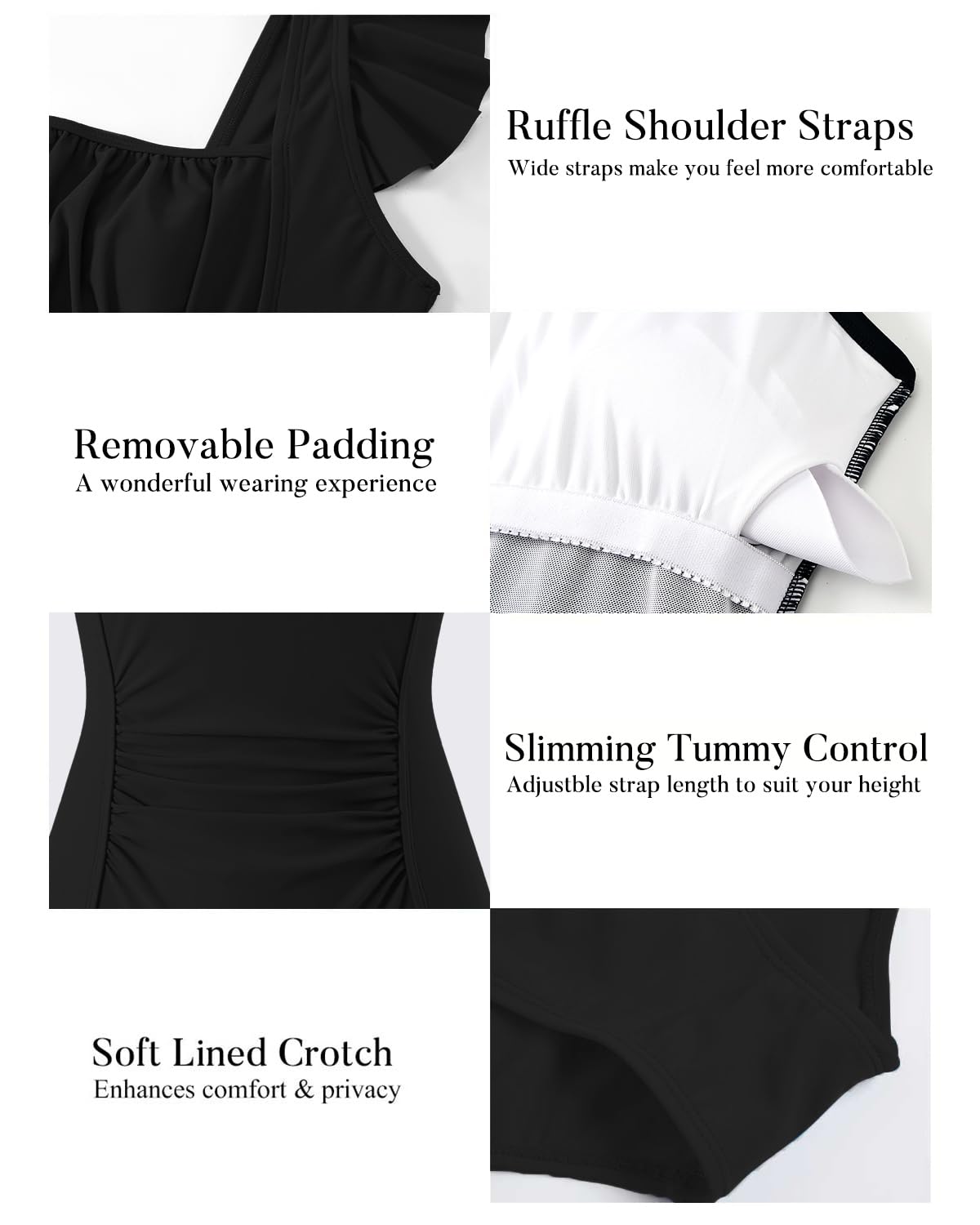 TcIFE Costume da Bagno Intero da Donna con Volant e Controllo della Pancia, Monokini Senza Schienale a U