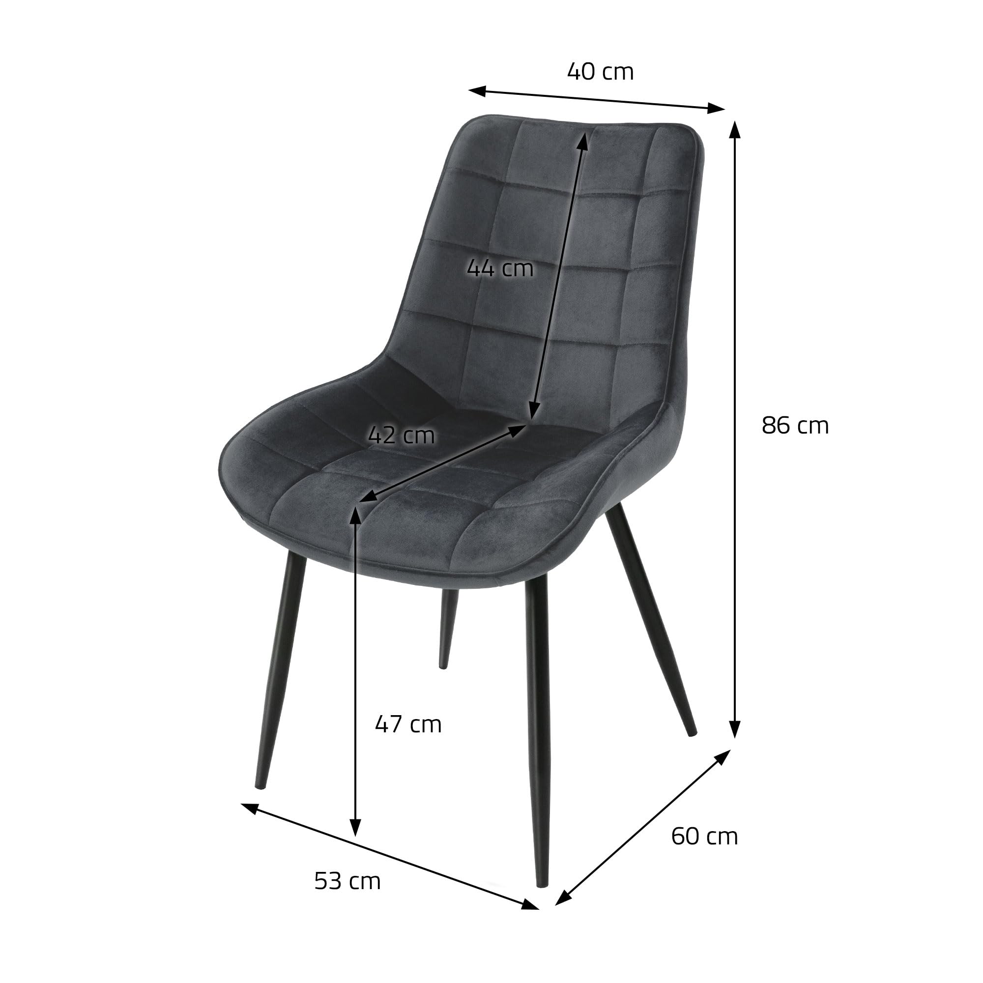 ML-Design Esszimmerstühle 4er Set Anthrazit – Samtbezug, Metallgestell, Ergonomisch, Sitzhöhe 50 Cm