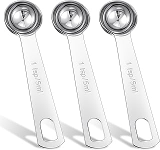 Ouligay 3Pcs 5ml 1 Teaspoon Tablespoon Measuring Spoon Single Stainless Steel Measuring Spoon, Short Handle Metal Measure Spoons Kitchen Teaspoon Scoop Only