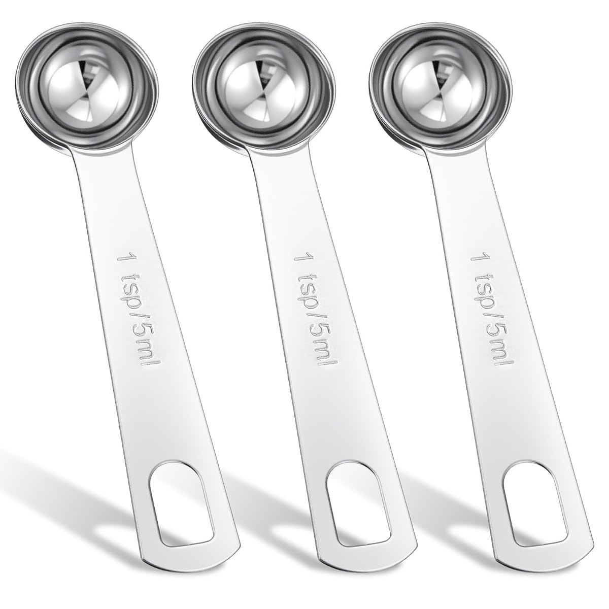 Ouligay 3Pcs 1 Teaspoon (5 mL | 5 cc | 1/3 Tablespoon) Single Measuring Spoon,