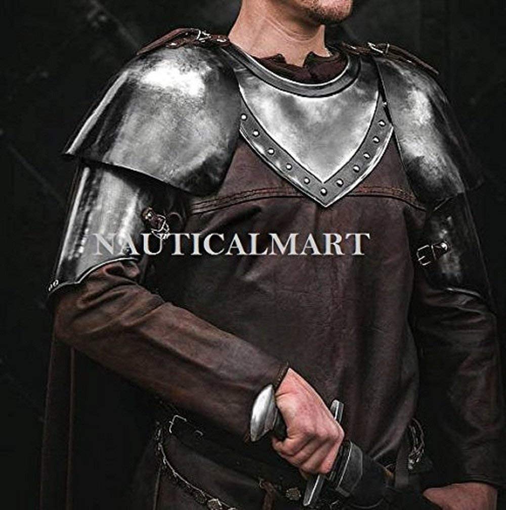 Shoulders Armor Replica Blackened Steel Pauldrons Gorget Steel