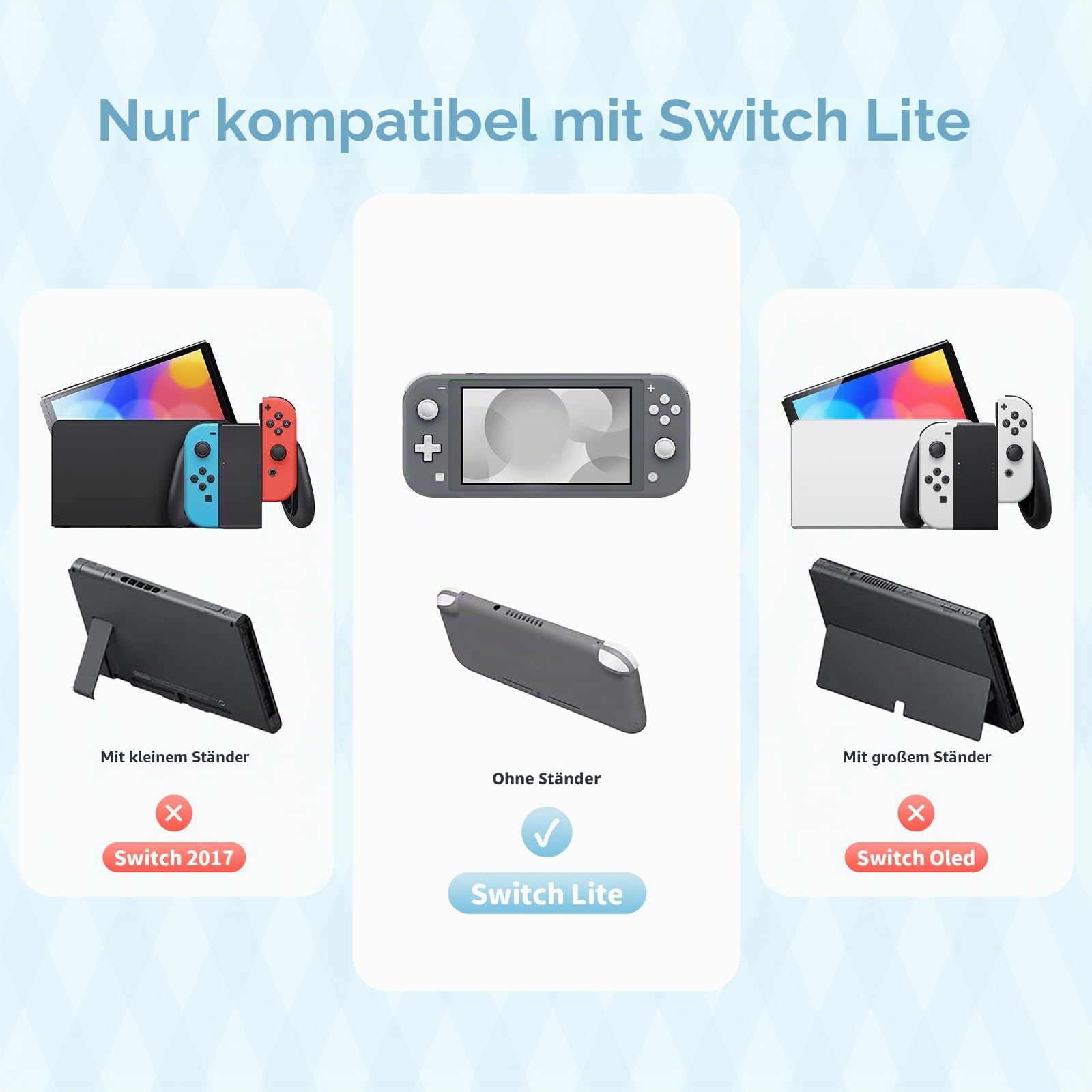 Kuitmor Schutzhülle für Switch Lite, Kratzfeste Schale, weiche Silikonhülle für Switch Lite 2019 mit 2 Daumengriffkappen (Blau)