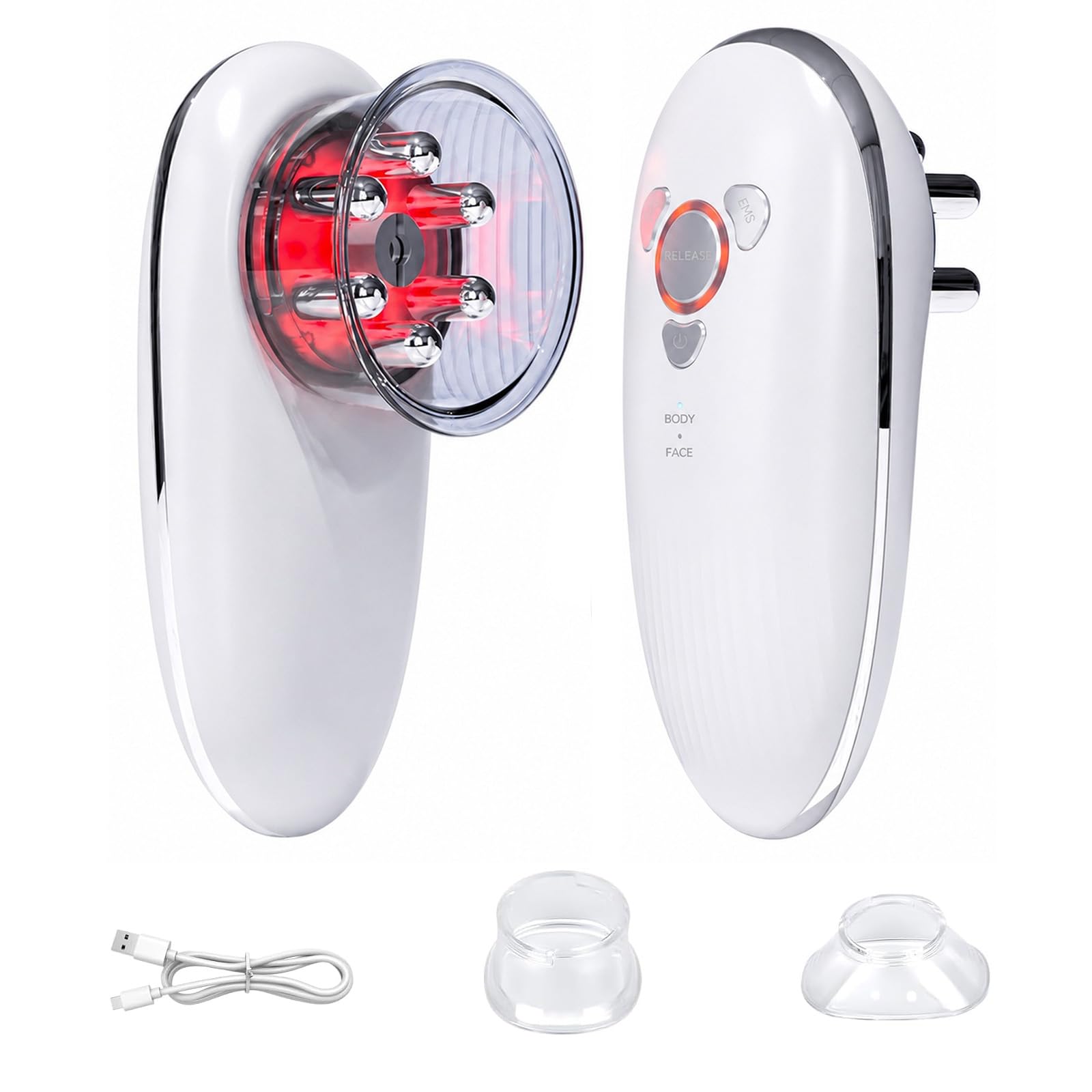 3in1 Schröpfmassagegerät Anti Cellulite Massagegerät Modellierung Und Straffung Für Fördern Die Durchblutung 3 Stufen Elektrisches Körperstraffungsgerät Für Bauch Beine Po Und Lymphdrainage (Weiß)