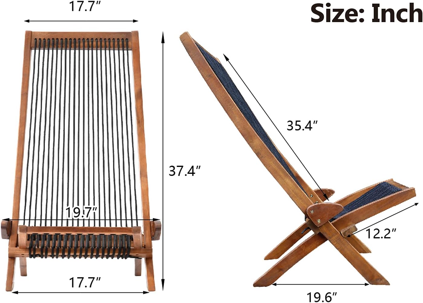 Folding chairs Wooden Foldable Patio Chair Folding Roping Art Acacia Solid Wood Chair Easy Assembly Fire Pit Chairs for Indoor & Outdoor for Porch Deck Poolside Garden Lawn Modern Outdoor Furniture
