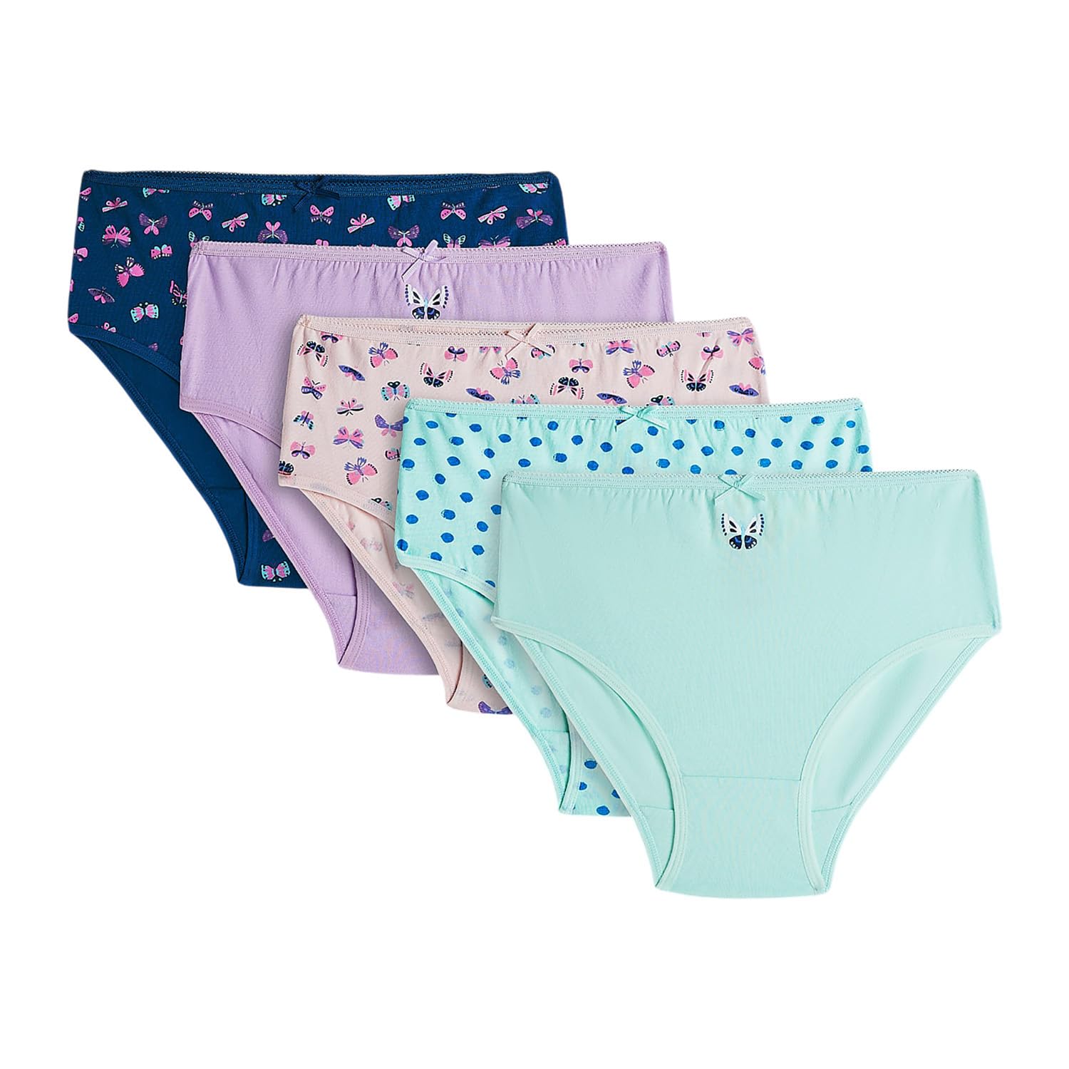 Girls 525-0750LL032-5 Pack of 5 Printed Bikini Briefs