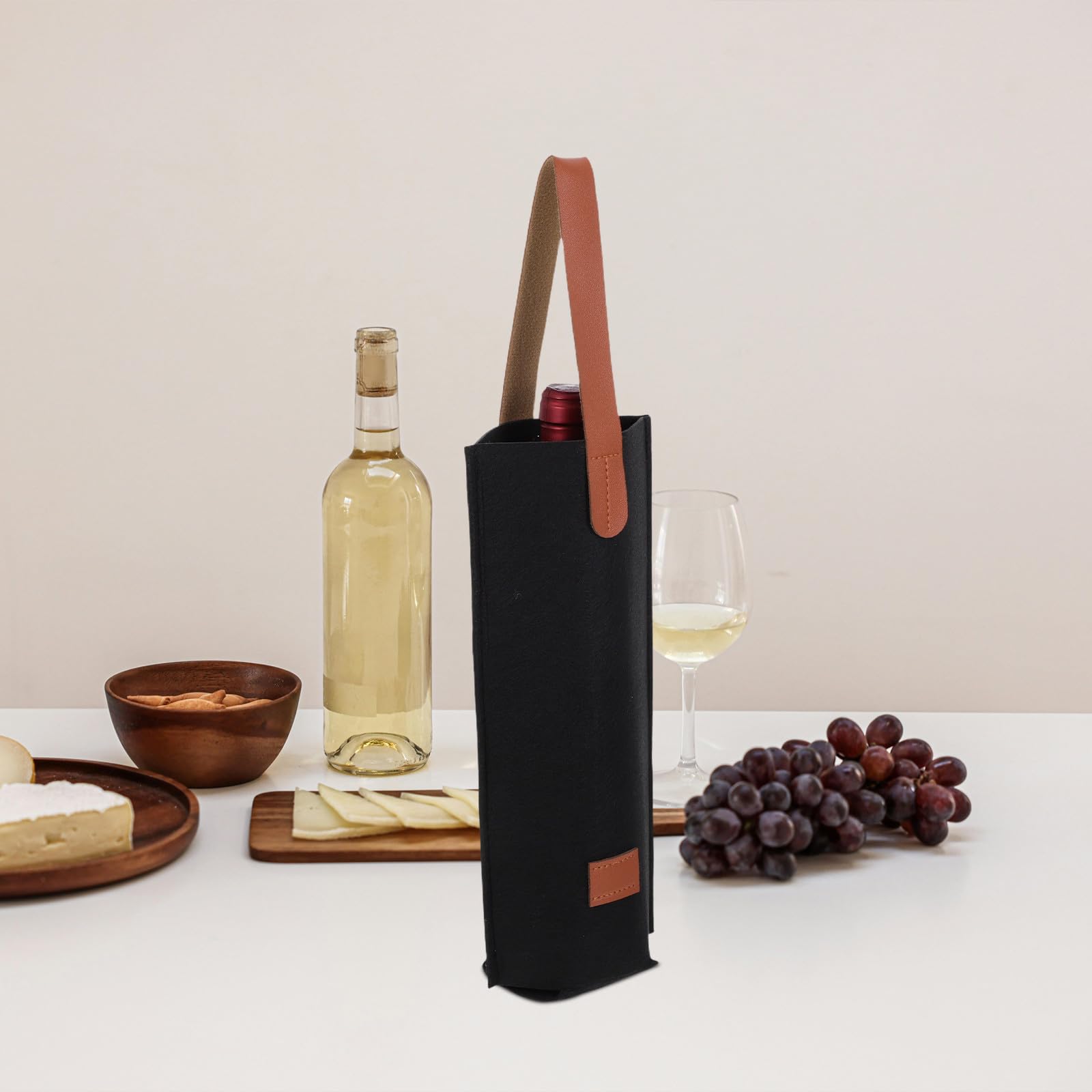 Kichvoe Lot de 10 sacs de transport pour bouteilles de vin en feutre - Sac à vin rouge 30 x 9 cm pour une utilisation en extérieur - réutilisable en feutre pour emballer les bouteilles, idéal pour