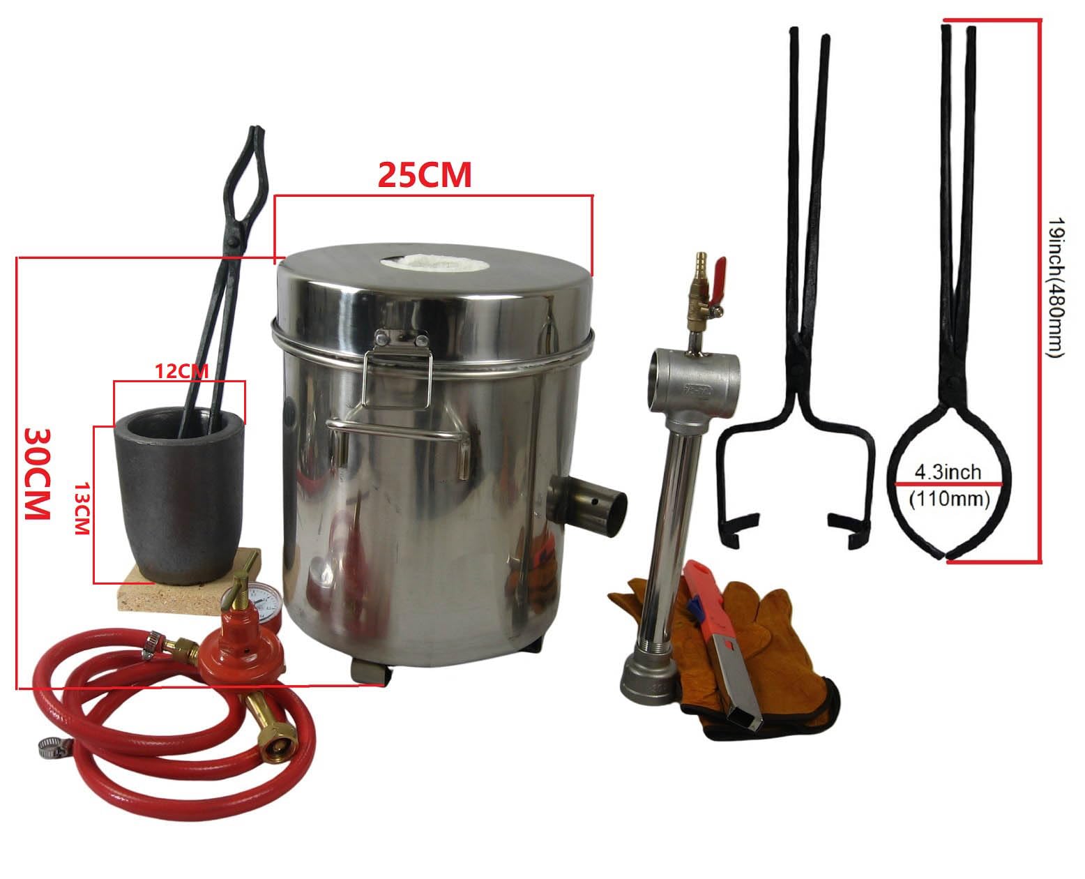 6 kg zestaw pieca do wytapiania propanu ze szczypcami do tygla, tygle, szczypce i rękawiczki, do metalu, złota, srebra, miedzi, aluminium, zestaw narzędzi do odlewania