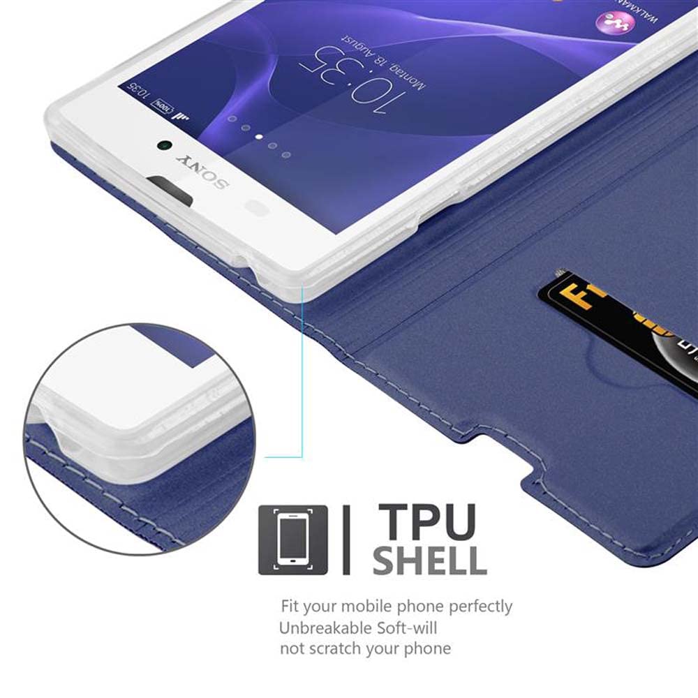 Custodia A Libro Portafoglio Per Sony Xperia Z5 Premium – Cadorabo Classy Blu Scuro, Con Slot Carte E Chiusura Magnetica
