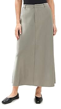 Vince Women's Satin Trouser A Line Skirt, Smoky Moss, Green