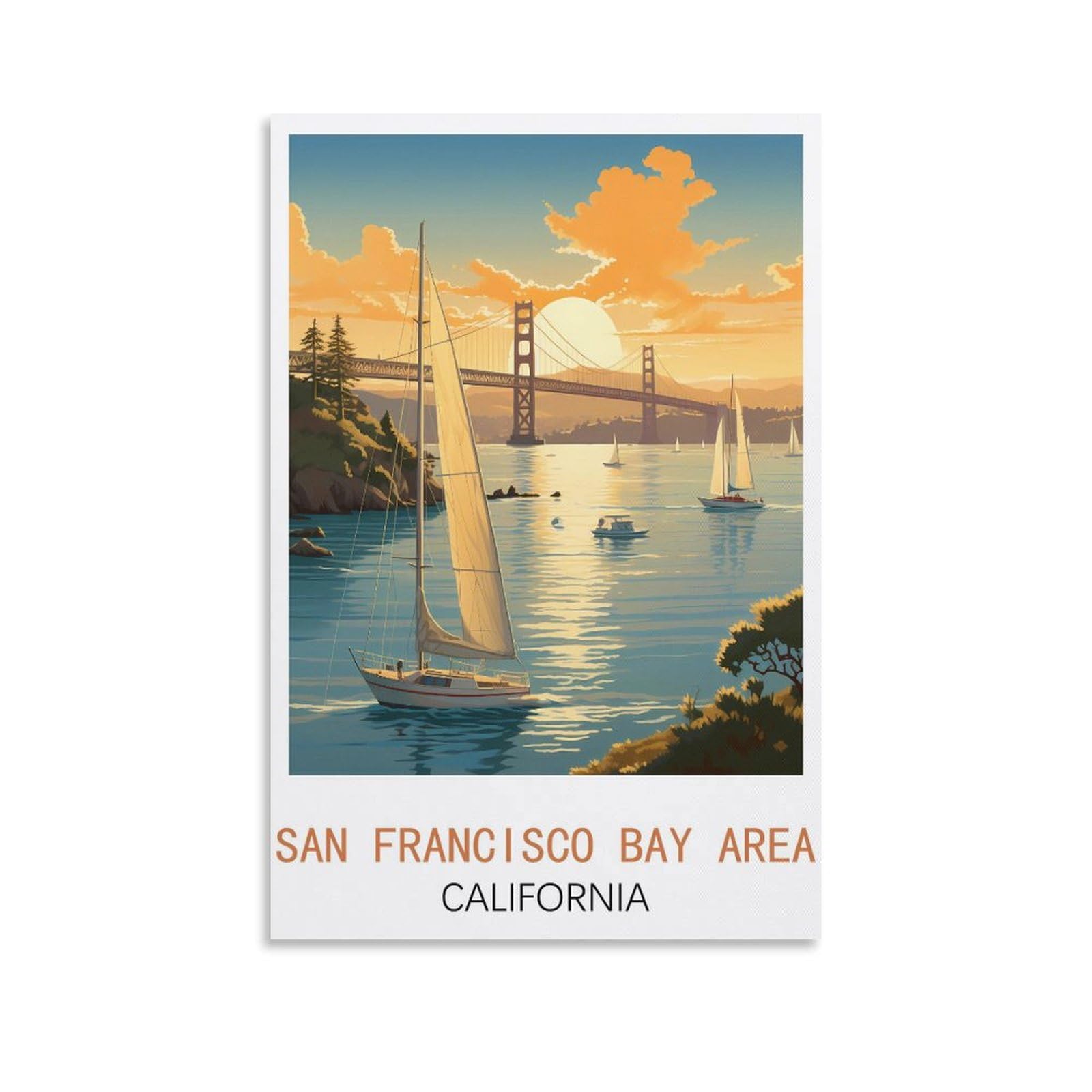 EZMLFA 5D Diamond Art Kits Adults,San Francisco Bay Area Californias,Round Dots Diamond DIY Kits Pictures for Wall Decor Home Office Decoration 40x40cm