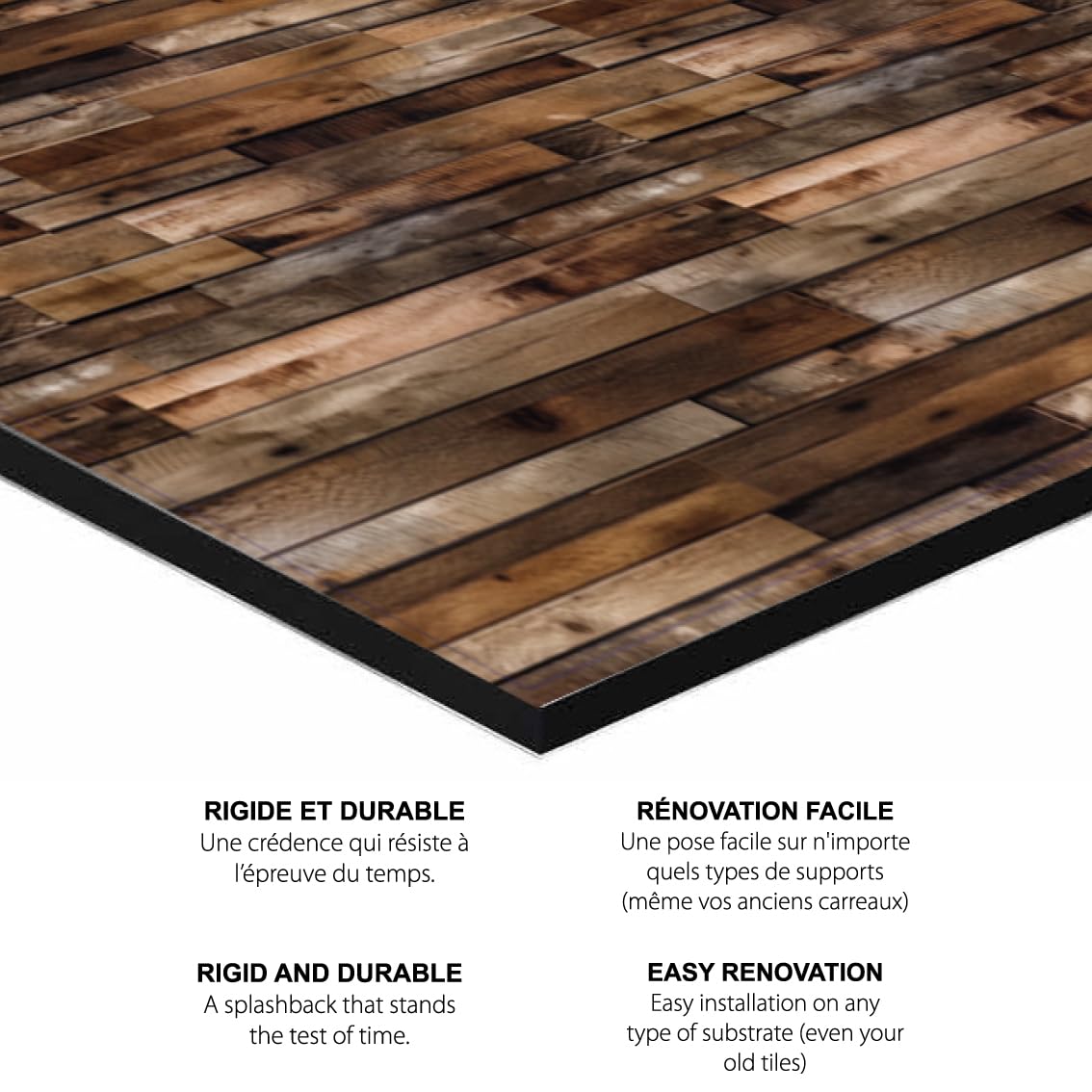 Crédence cuisine rigide aluminium (dibond) taille 40x50cm bois hêtre, crédence inoxydable dibond inoxydable, résistant à la chaleur et humidité pour cuisine, design bois, effet bois