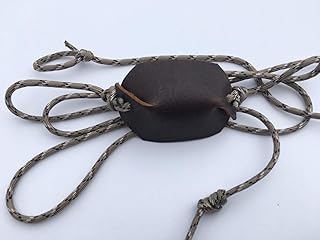 Desert Camo Paracord and Leather Cupped Pouch Shepherd Sling Handmade by David The Shepherd