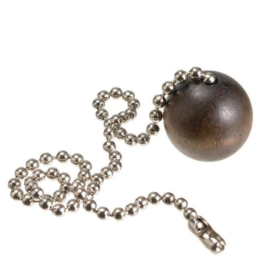 2 Pack Wooden Ceiling Fan Pull Chains - 12 Inch Walnut Color Beaded Ball Chains For Fan Or Light Fixtures