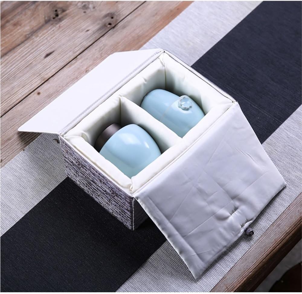 SONGCHAO Sugar Jar Loose Tea Storage Container Jar Ceramic Sealed Outdoor Travel Portable Set Retro Chinese Gift Box Tea Canister
