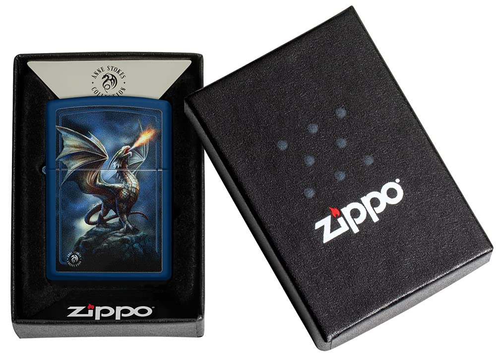 Zippo Accendino, metallo, blu navy opaco, una scatola