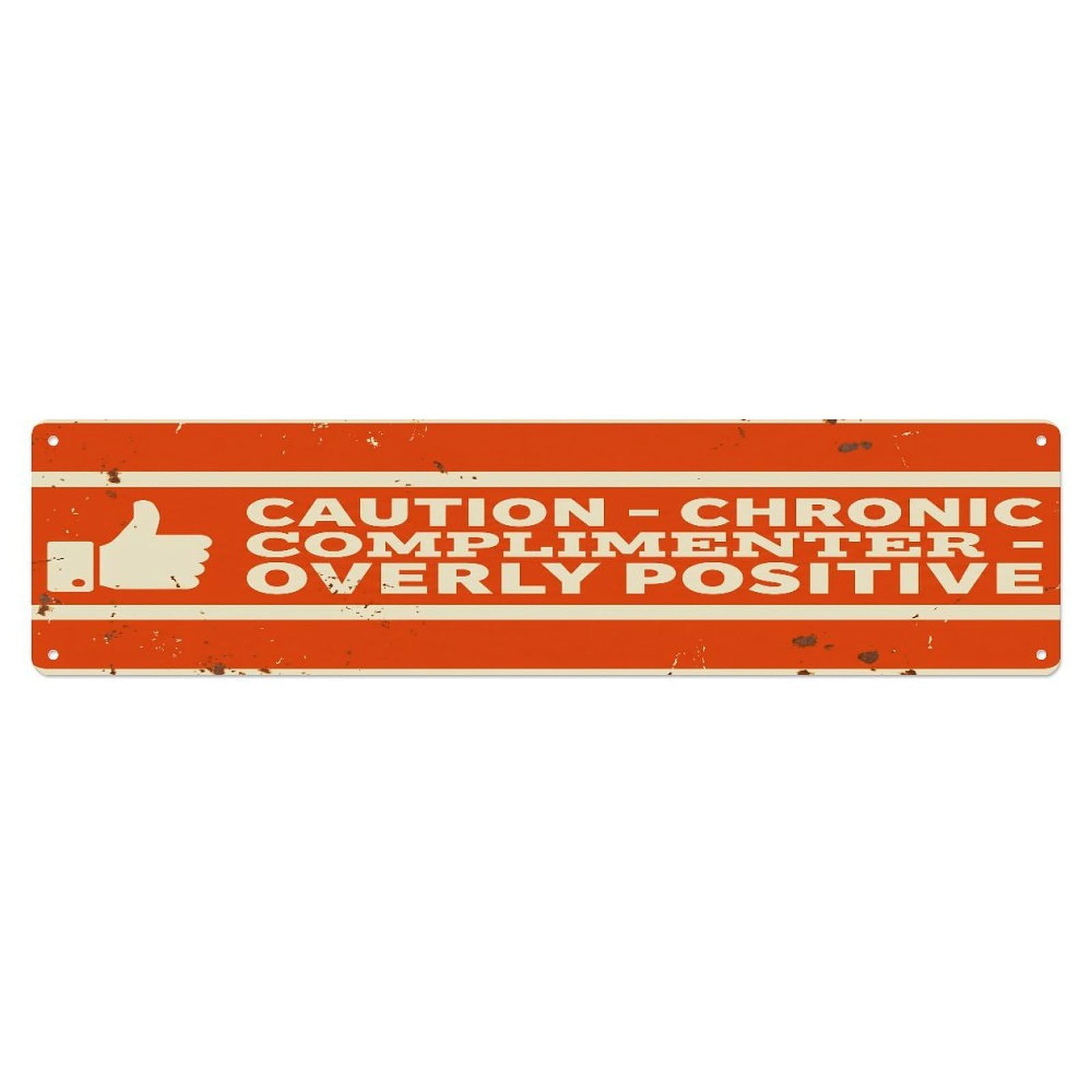 Fqcyn Style Metal Tin Sign Vintage Funny Caution Chronic Complimenter Warning