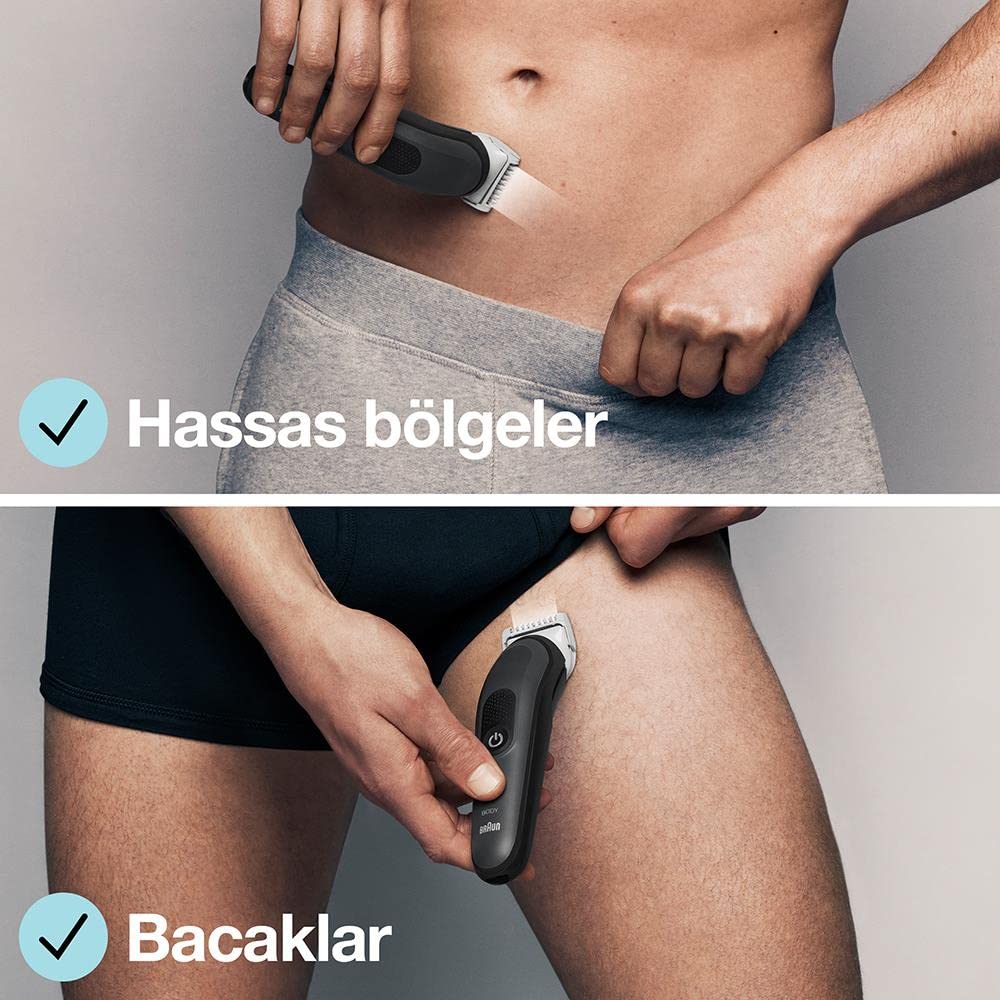 Braun BodyGroomer 3 BG 3350 SkinShield Teknolojisi, 3 Ek Parçalı Vücut Bakım Seti