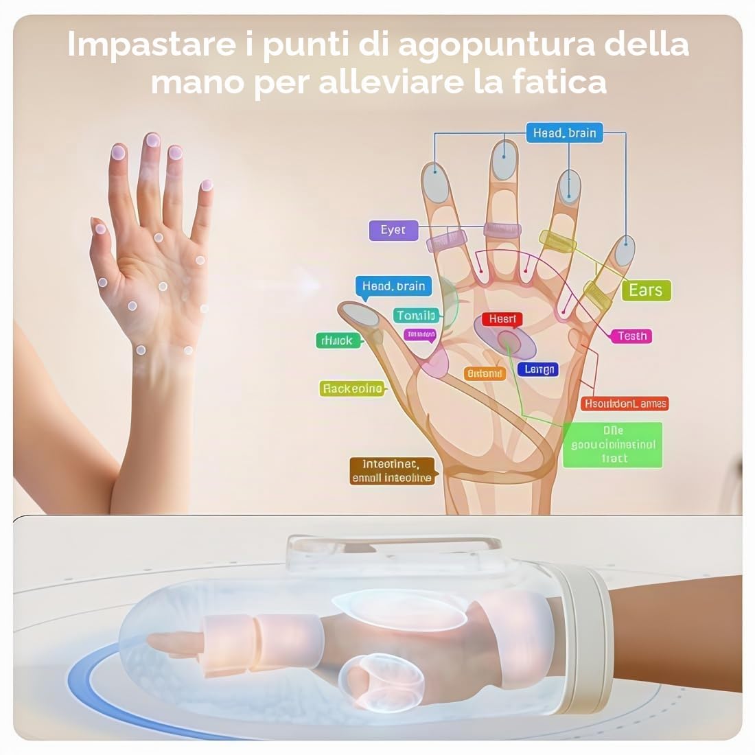 Hand Massager with Heat and Compression, Massaggiatore Elettrico per Mani, 3 Modalità e 5 Livelli di Intensità, la Sindrome del Tunnel Carpale e i Disturbi dell'Artrite, terapia per le mani