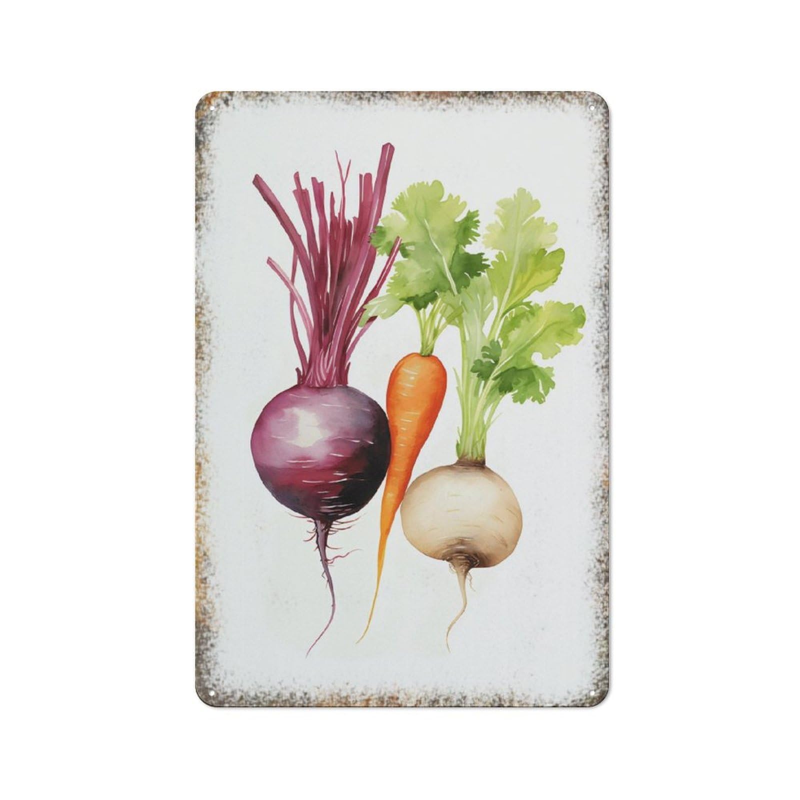 Watercolor Vegetables Wall Art Minimalist Kitchen Bedroom Vintage Art Wall Decor Sign 8 * 12inch