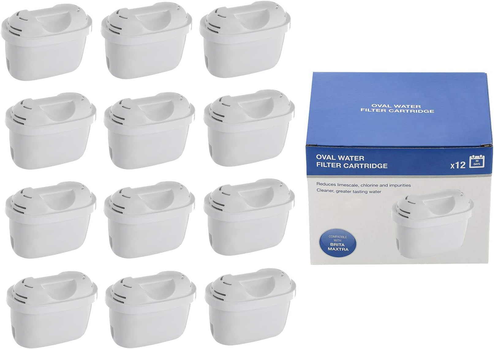 Qualtex Compatible Brita Maxtra Water filter Cartridges (Pack of 12)