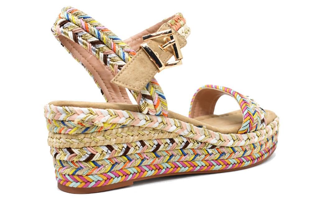 Sandalia con cuña Alma en Pena V2650900 demujer Trenzadas Esparto - Mujer