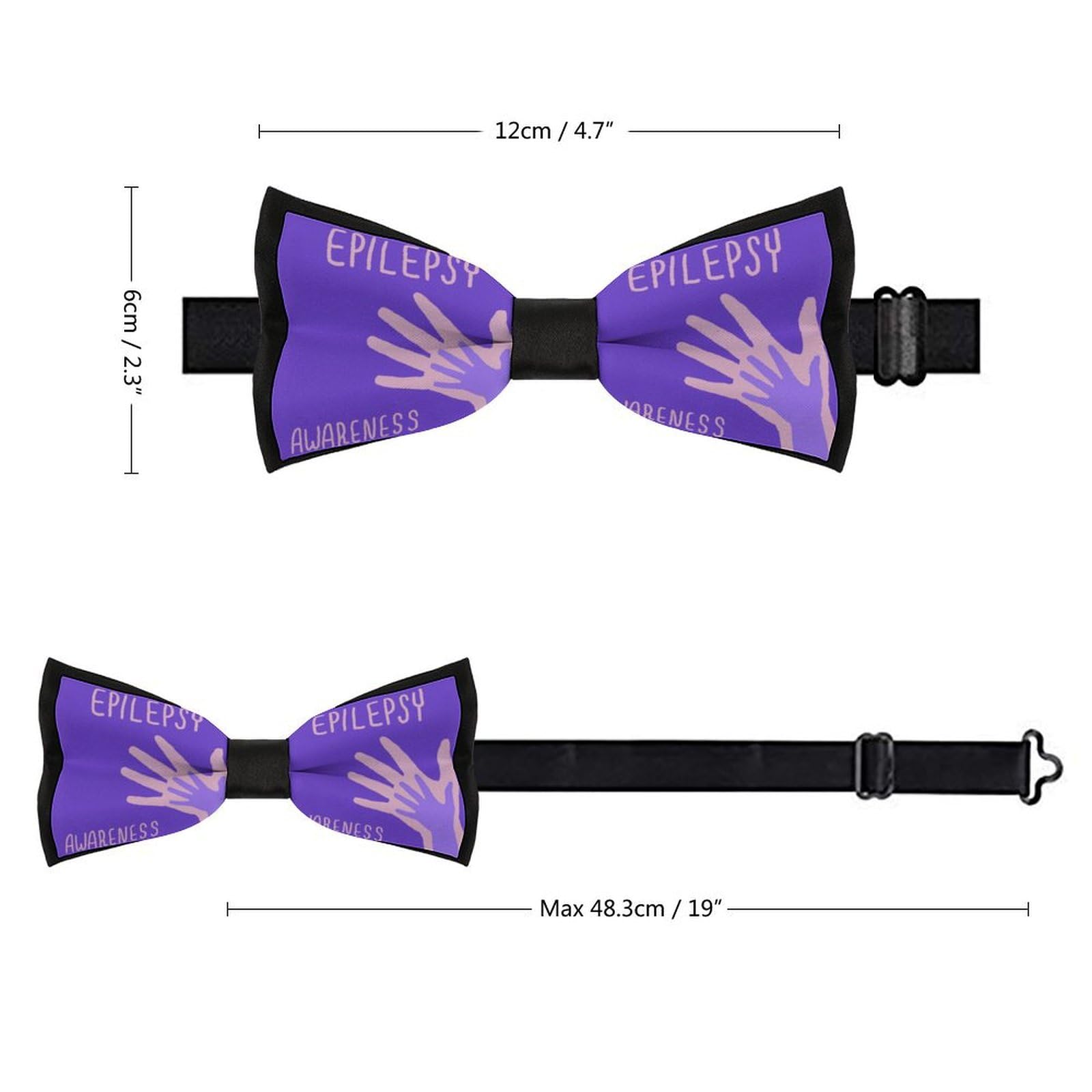 GoasNei Epilepsy Awareness Month Bow Tie for Men Adjustable Necktie Funny Tie Neck Ties for Weddings Party