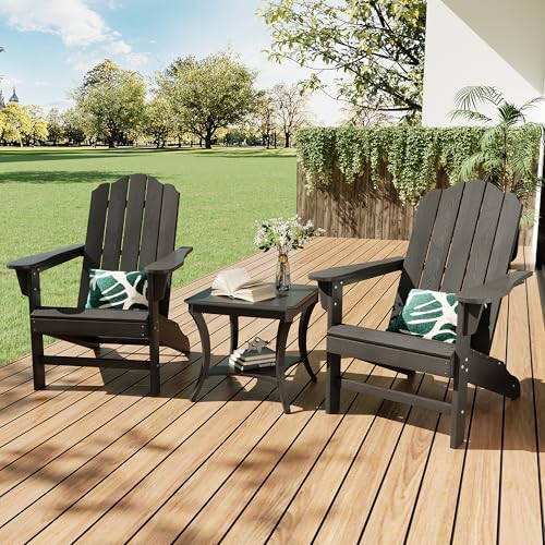 GarveeLife Adirondack Chair Set of 2 for Patio, HDPE Outdoor Lawn Chair with Wood Texture...