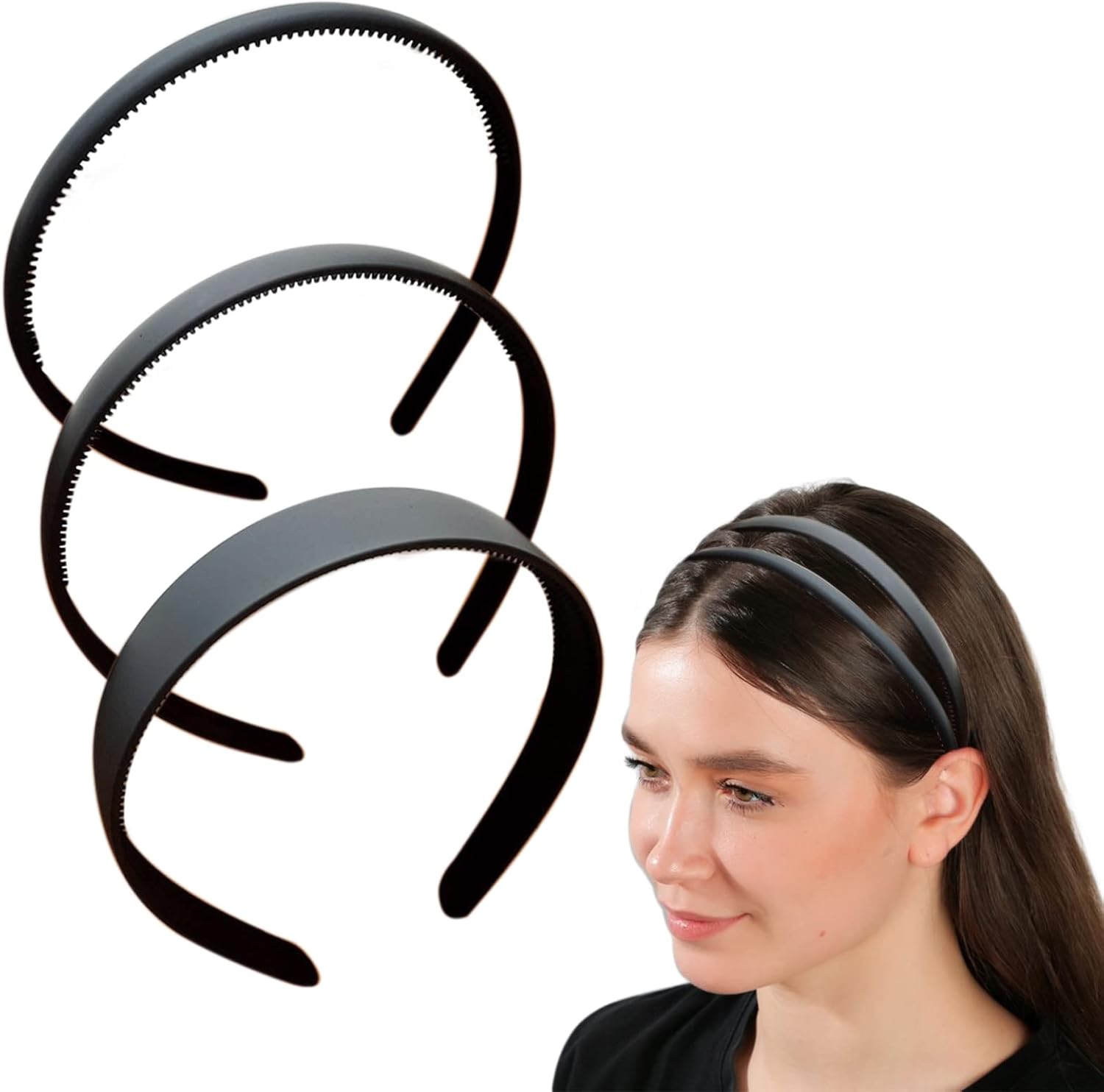 3 Pcs Headband Hair Bands for Women Plastic Matte Headband with Teeth