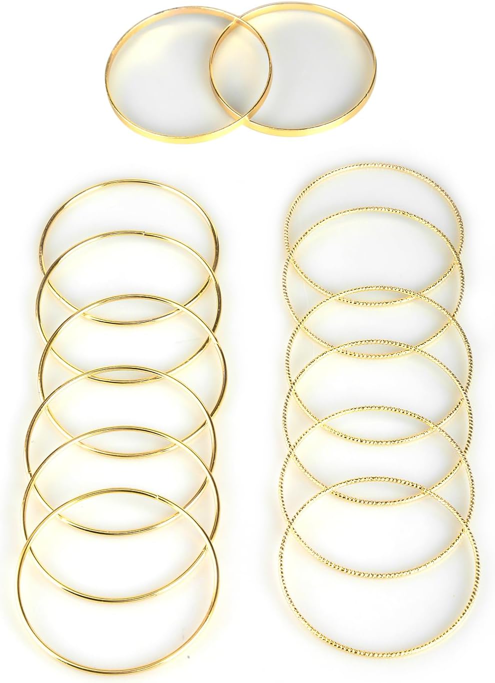 GroveEss14 PCS Gold Bangle Bracelet Set,Boho bangles for womens,Stackable Glossy Metal Bangles,Vintage Smooth Layered Charm hand jewellery for Wedding Party