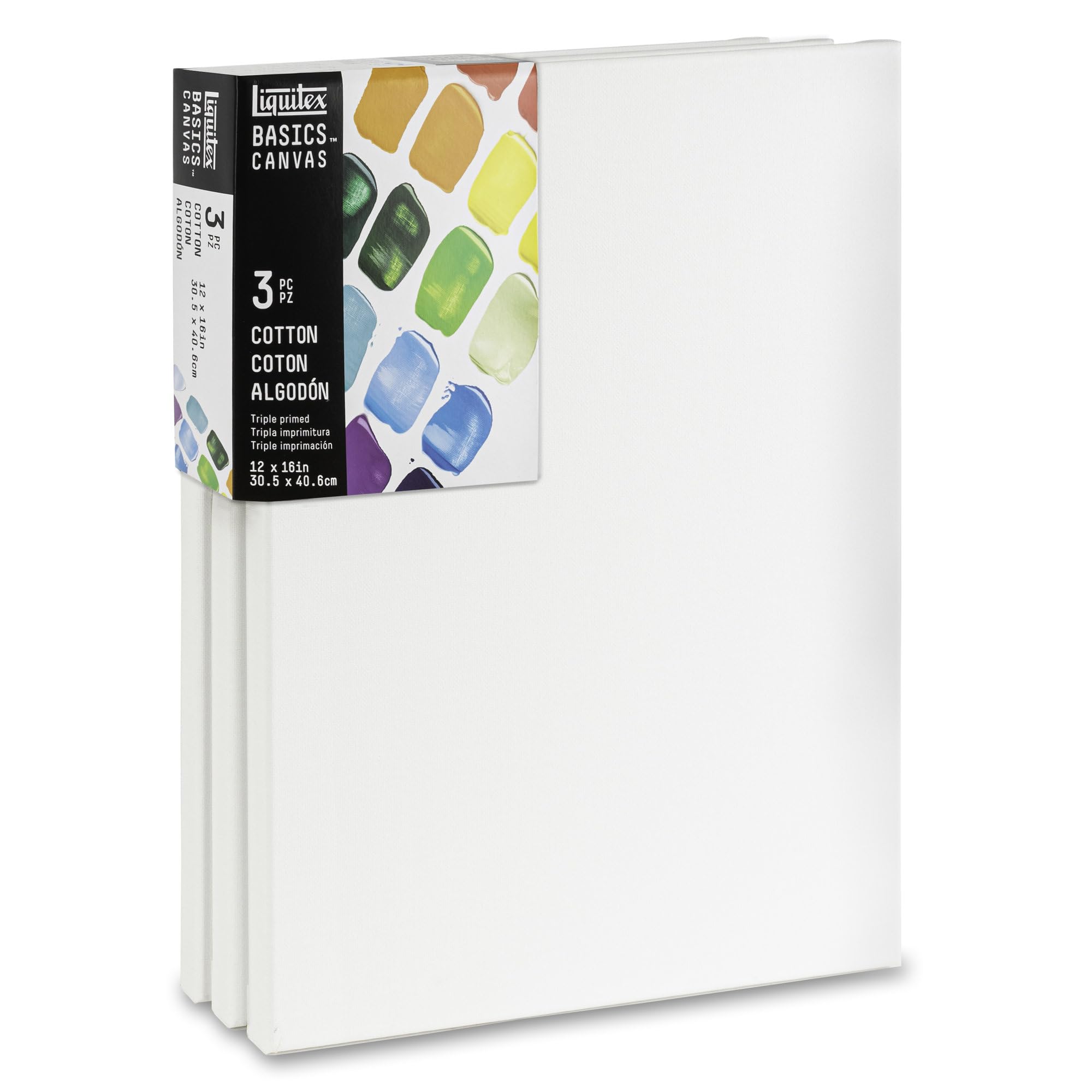 Liquitex BASICS Canvas, 3 pack, 12" x 16"