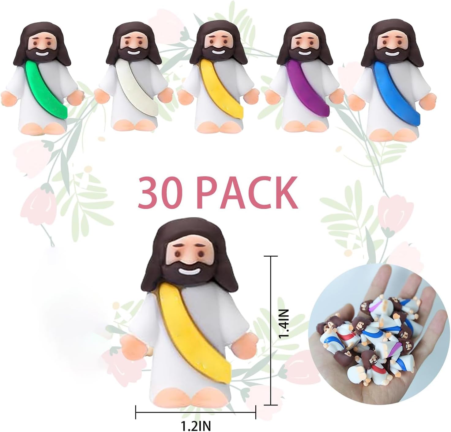 AKFAHOIF Mini Jesus Figures, Set of 30pcs Action Figures Little Jesus Figures, Tiny Jesus Figures to Hide and Seek Religious Gifts for Easter Egg Stuffers