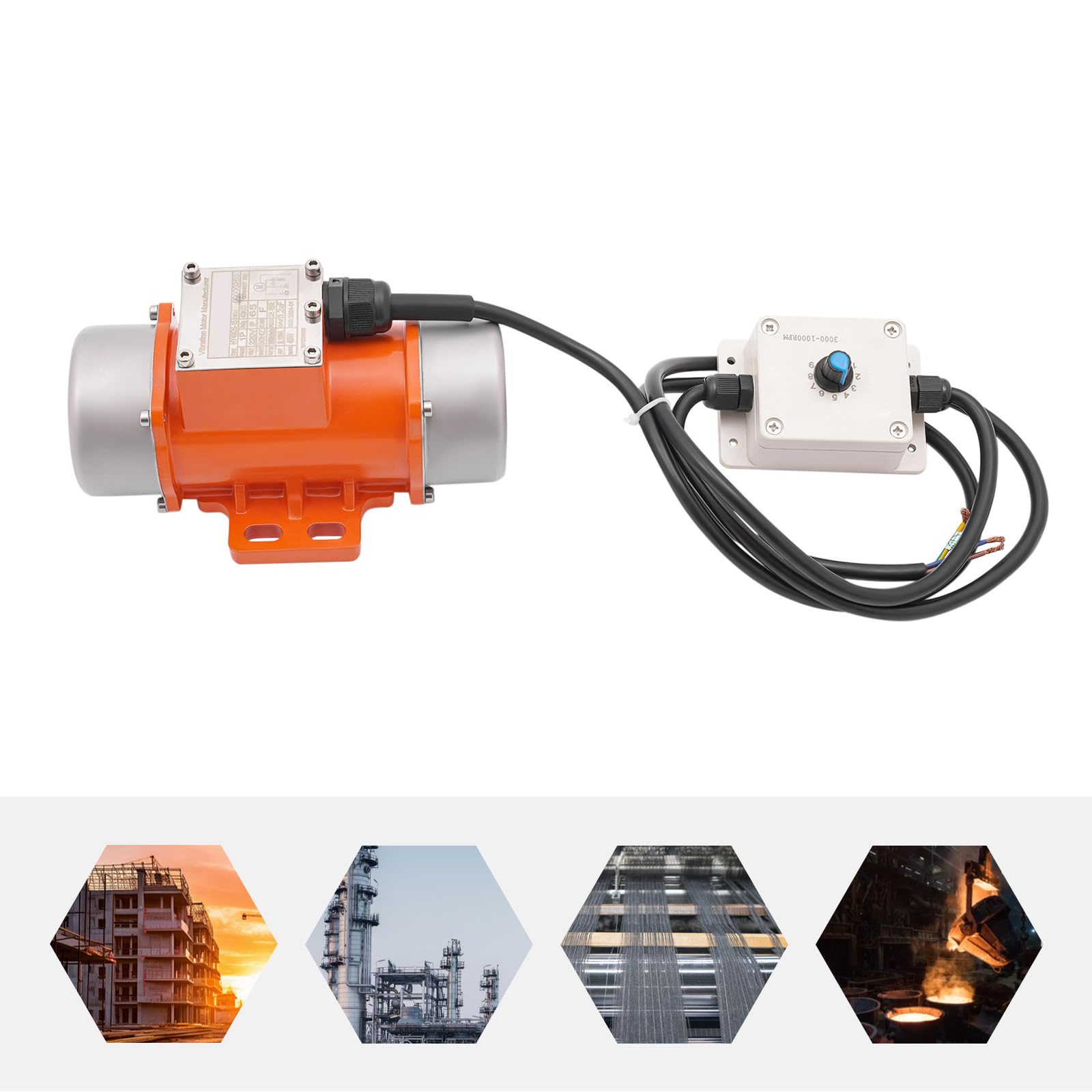 AC Vibrationsmotor mit Drehzahlregler 40/50/60W 50Hz Vibrator Vibration Motor 1P Asynchroner Elektro Vibrierend Motor 1000~3000U/min 9 Gänge Mehrzweckmotor, für Metallurgie, Kohle usw (HY-40/2S-15)